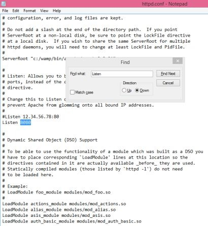 Change the line find listen 